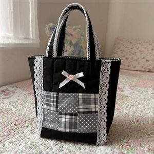 Chic Black and Gray Patchwork Tote Bag